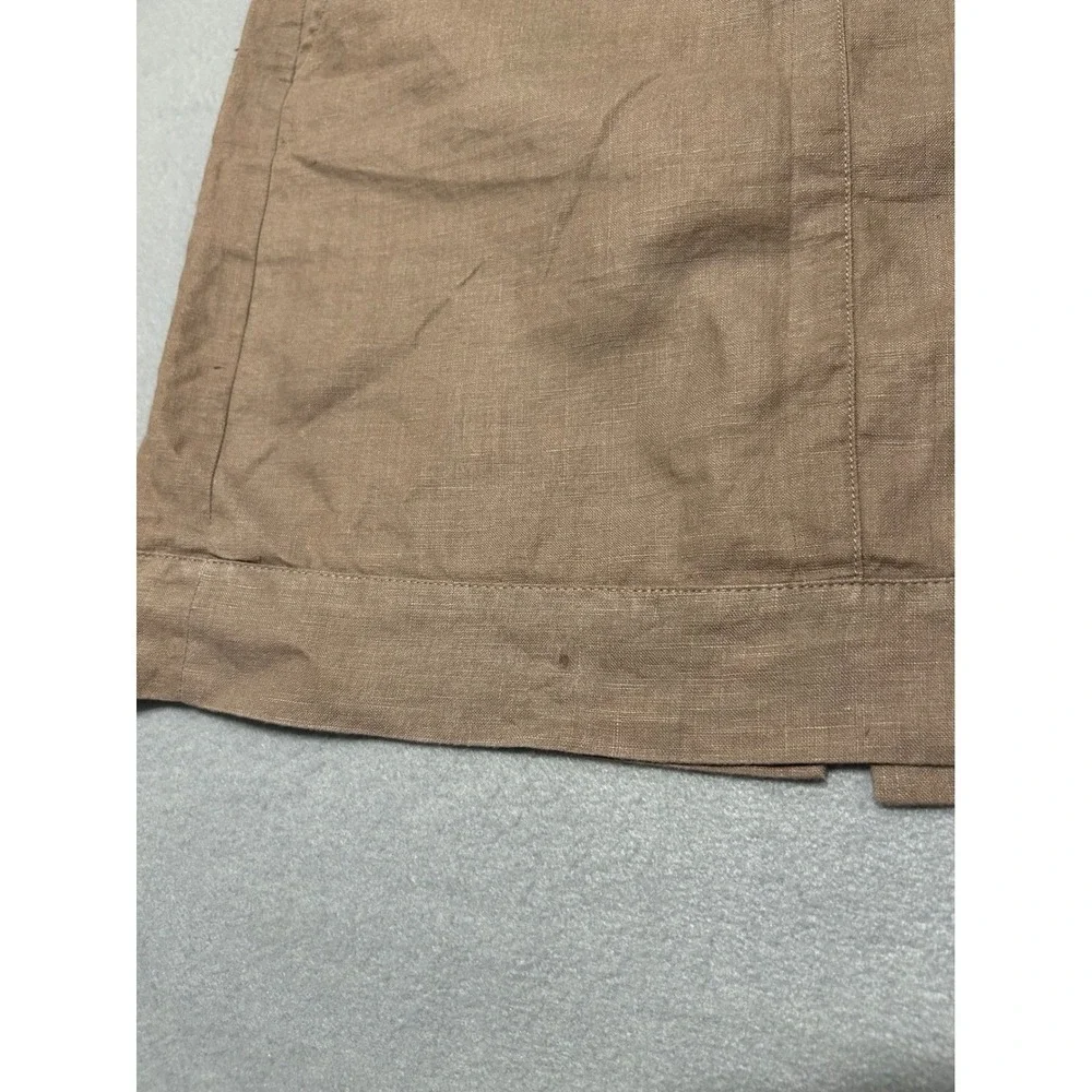Banana Republic Brown 100% Linen Mini Skirt Size 2 Side Zip Pockets Lined